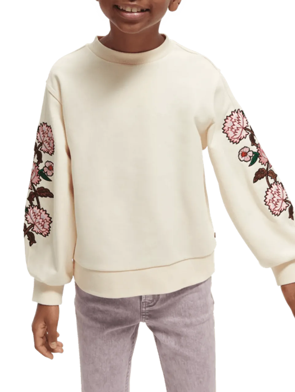 Sweater met wijde mouwen met borduursel - Maat 12 - Multicolor - Meisje - Trui - Scotch & Soda