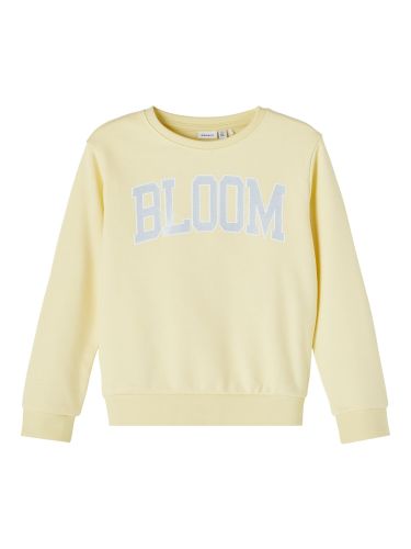 Sweatshirt 'Broble'  lichtgeel / grijs / wit