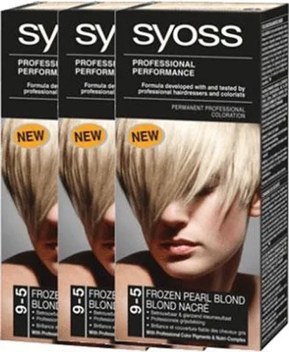 Syoss - 9-5 Frozen Pearl Blond - Permanente haarverf - Haarkleuring - Voordeelverpakking - 3 stuks