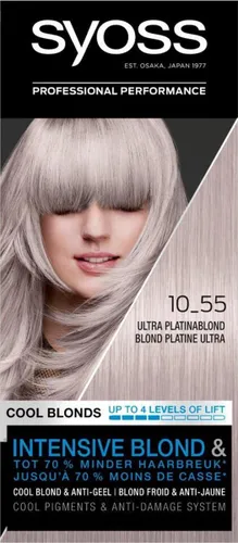 Syoss - Blonde - 10-55 Ultra Platinum Blond - Permanente Haarverf - Haarkleuring - 3 stuks