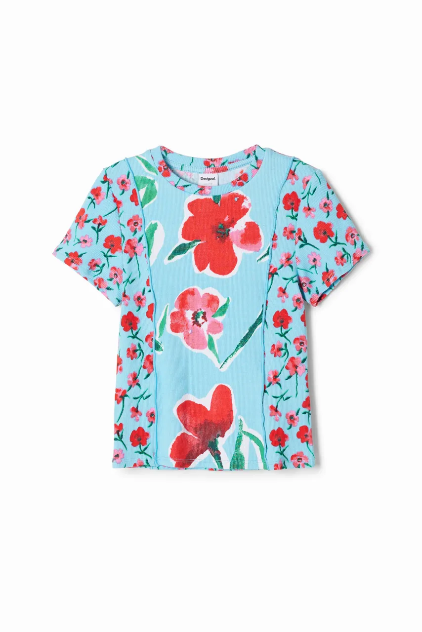 T-shirt met bloemenpatch