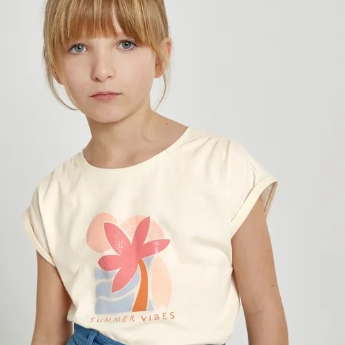 T-shirt met korte mouwen en palmboomprint