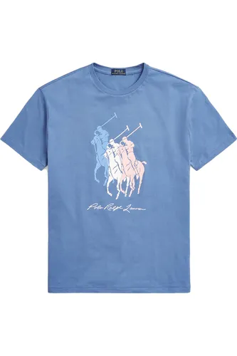 T-shirt Polo Ralph Lauren blauw 3 paarden ronde hals