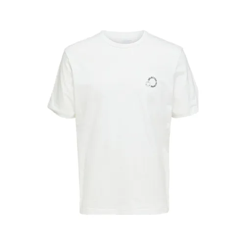T-shirt Selected Logo Print T-Shirt - Cloud Dancer