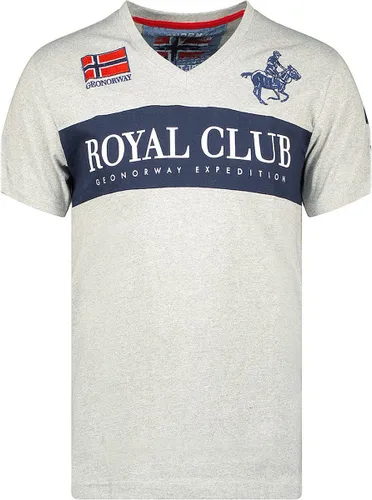 T-shirt V-hals Hals Grijs Royal Club Geographical Norway - M