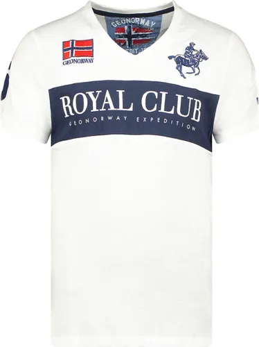 T-shirt V-hals Hals Wit Royal Club Geographical Norway - M
