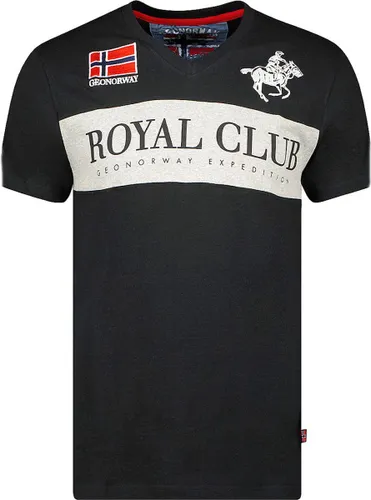 T-shirt V-hals Hals Zwart Royal Club Geographical Norway - XL