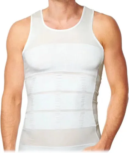 TAFUER - Corrigerend Hemd Mannen - Body Buik Shapewear Shirt - Slim Waist Shaper - Mouwloos - Wit - XL