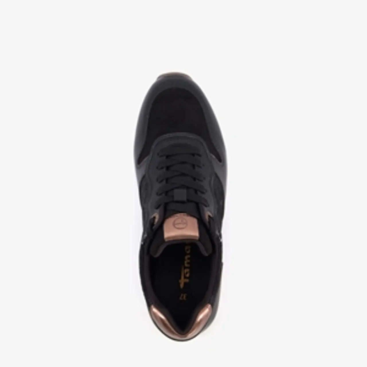 Tamaris dames sneakers zwart met metallic details