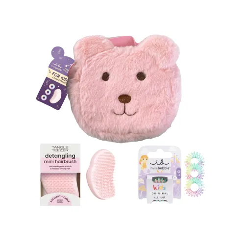 Tangle Teezer & Invisibobble Pink Teddy Kids Set