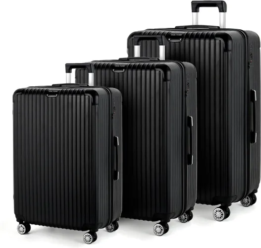 TAN.TOMI Kofferset - 3 Delig - 41L Handbagage + 65L +95L Ruimbagage - TSA-Slot - Reiskoffer met Wielen - Zwart