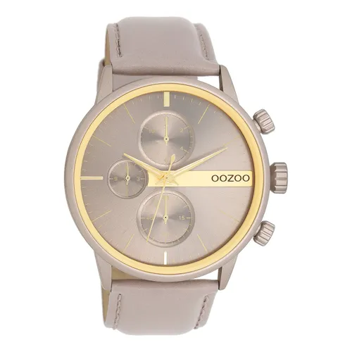 Taupe OOZOO horloge met taupe leren band - C11315