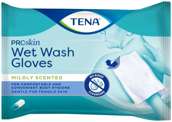 TENA Wet Wash Glove Mildly Scented