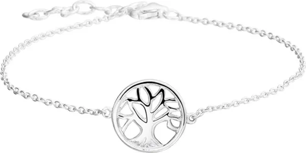 The Fashion Jewelry Collection Armband Levensboom 15,5 + 2,5 cm - Zilver
