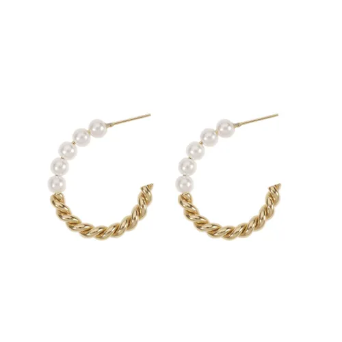The Jewellery Club - Lotte pearl earrings - Oorbellen - Dames oorbellen - Parels - Stainless steel - Goud - 3 cm