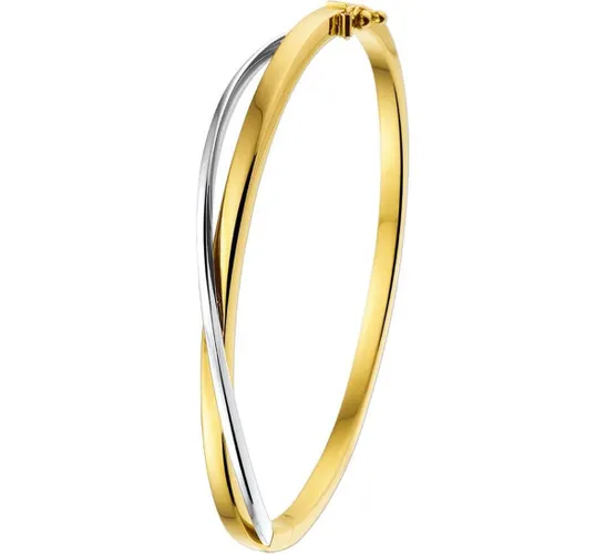 The Jewelry Collection Bangle Scharnier Vlakke Buis 3 X 60 mm - Bicolor Goud