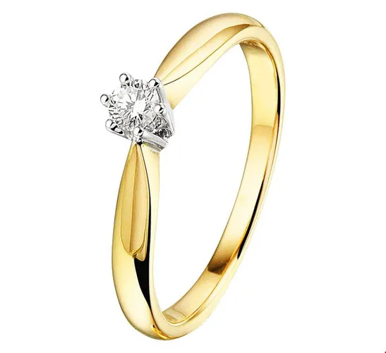 The Jewelry Collection Ring Diamant 0.10ct H Si - Bicolor Goud