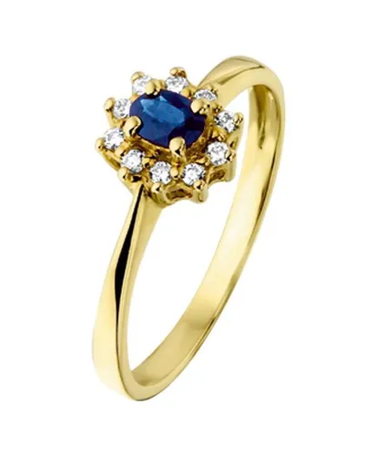 The Jewelry Collection Ring Saffier En Diamant 0.08 Ct. - Geelgoud