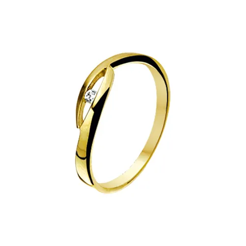 The Jewelry Collection Ring Zirkonia Poli/mat - Goud