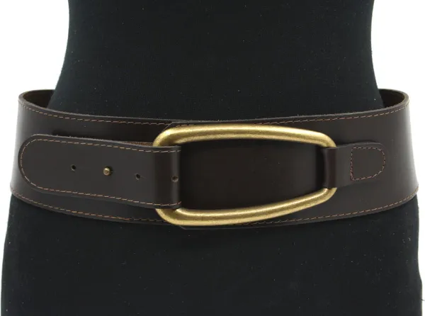 Thimbly Belts Dames afhangceintuur bruin - dames riem - 7 cm breed - Bruin - Echt Leer - Taille: 95cm - Totale lengte riem: 110cm