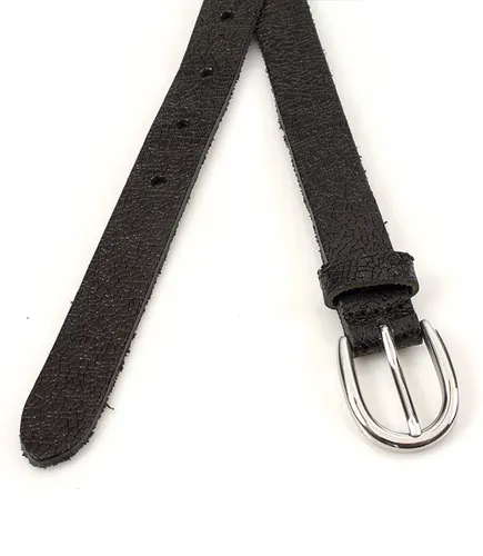 Thimbly Belts Dames riem zwart geprent - dames riem - 2 cm breed - Zwart - Echt Leer - Taille: 105cm - Totale lengte riem: 120cm