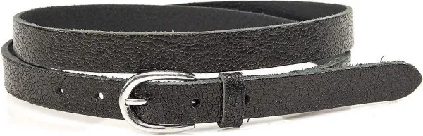 Thimbly Belts Dames riem zwart geprent - dames riem - 2 cm breed - Zwart - Echt Leer - Taille: 95cm - Totale lengte riem: 110cm