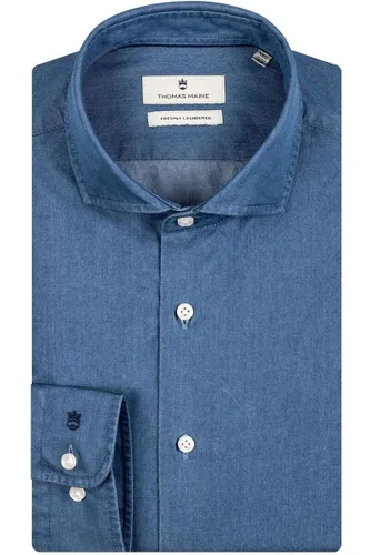 Thomas Maine Tailored Fit Overhemd blauw, Effen