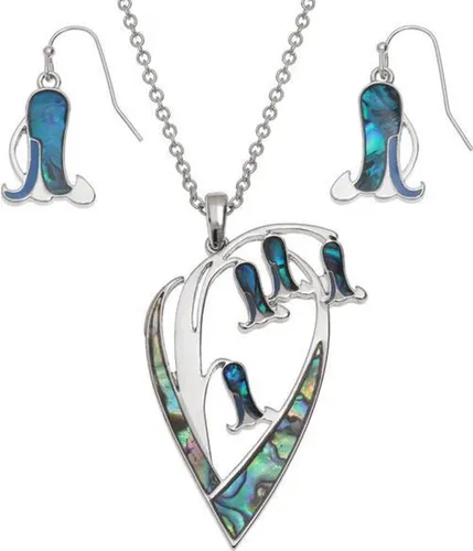Tide Jewellery Paua Shell Collectie - Oorbel & Ketting set - Bluebell Flower
