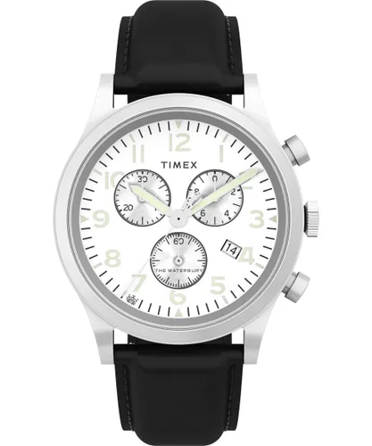 Timex Traditional TW2W48100 Horloge - Leer - Zwart - Ø 42 mm