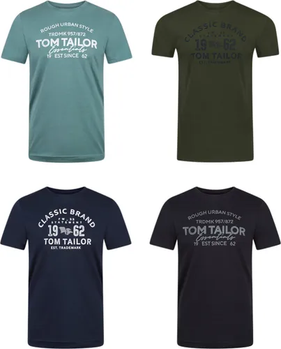 Tom Tailor Heren T-Shirt O-Neck 4 Pack regular fit Veelkleurig M Ronde Hals Volwassenen