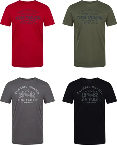 Tom Tailor Heren T-Shirt O-Neck 4 Pack regular fit Veelkleurig XXL Ronde Hals Volwassenen