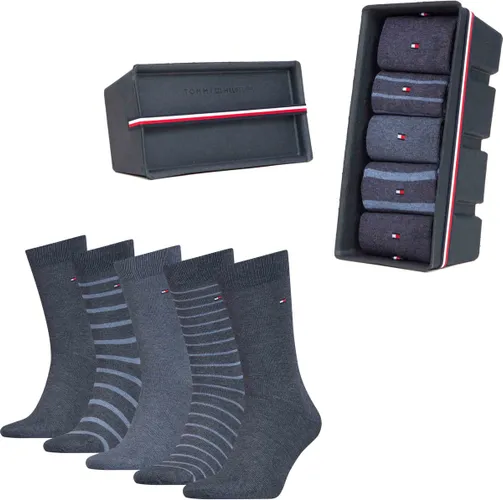 Tommy Hilfiger 5-Pack Heren Sokken Giftbox Stripes - Blauw