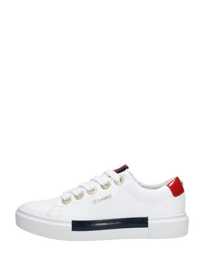Tommy Hilfiger Dames Leather Elevated Tommy Sneaker wit Wit