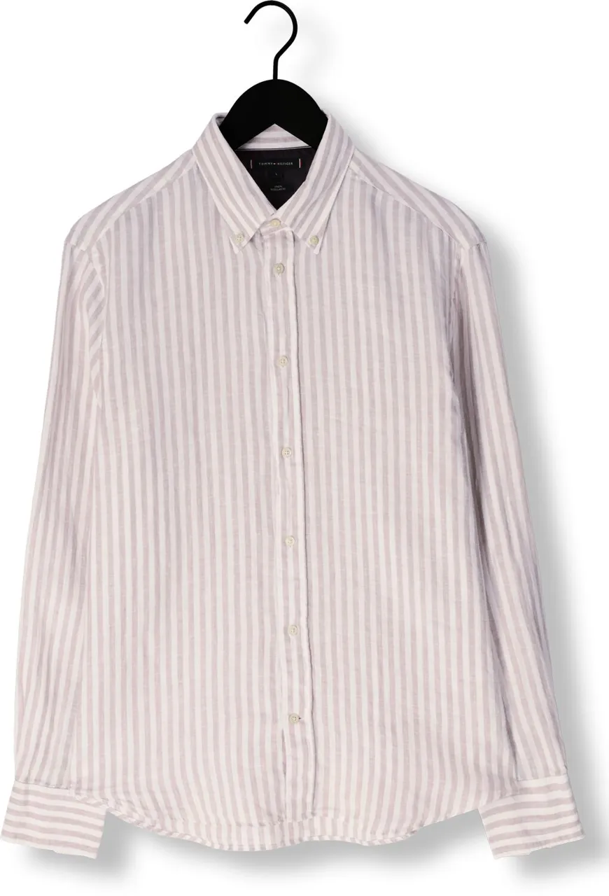 TOMMY HILFIGER Heren Hemden Dc Bold Linen Stripe Shirt - Beige
