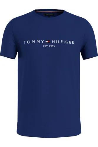Tommy Hilfiger Slim Fit T-Shirt ronde hals blauw, Motief