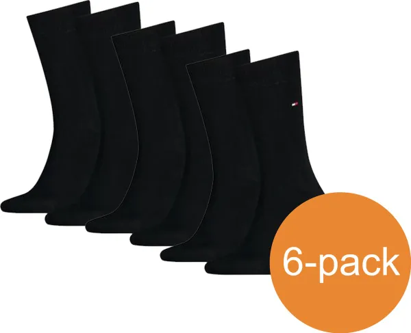Tommy Hilfiger Sokken Heren Classic Black - 6 Paar Zwarte sokken