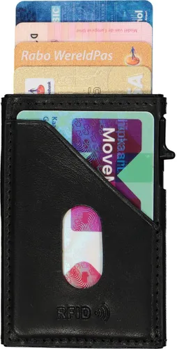 Tony Perotti pasjes RFID portemonnee (6 pasjes) met buitenvak - zwart leer - Maat: One size