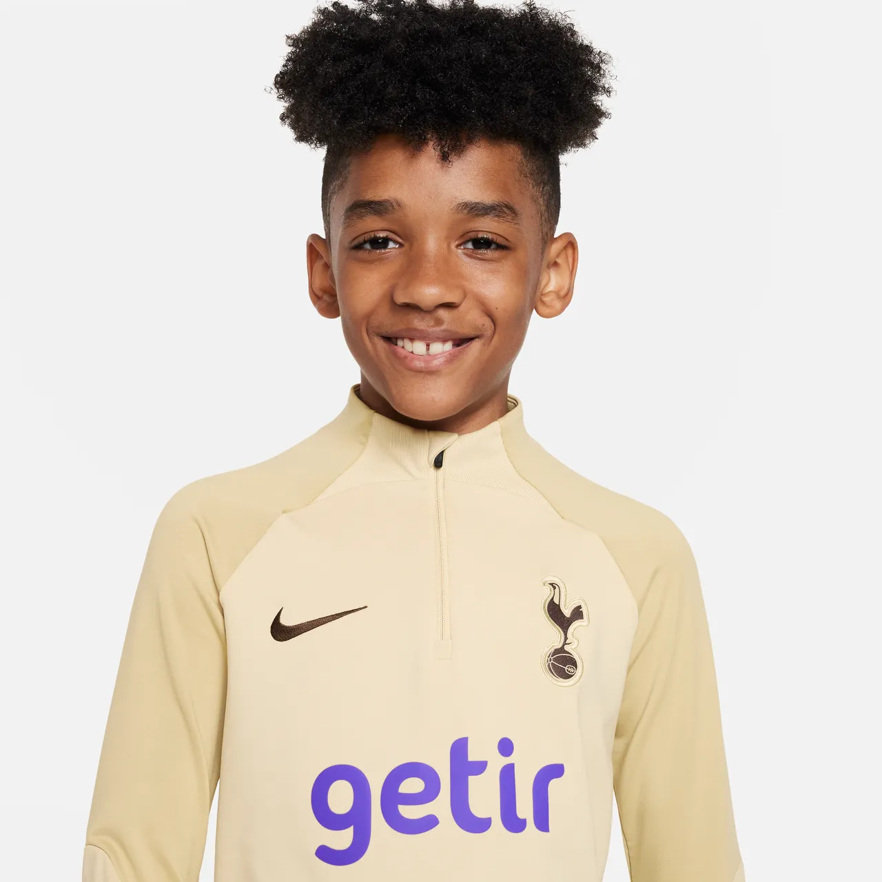 Tottenham Hotspur Strike Derde Nike Dri-FIT knit voetbaltrainingstop voor kids - Bruin