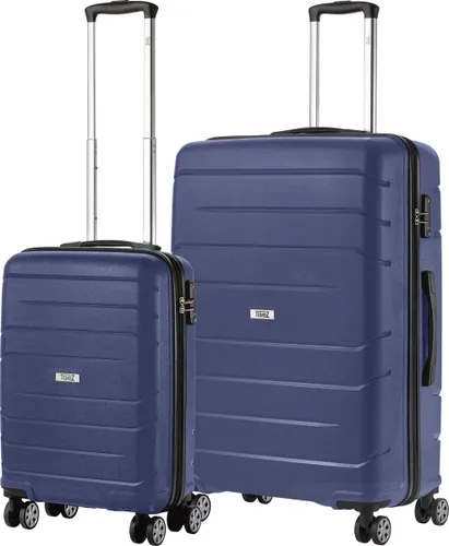 TravelZ Big Bars Kofferset 2-delig - Handbagage 35L en Grote Koffer 106L - Blauw