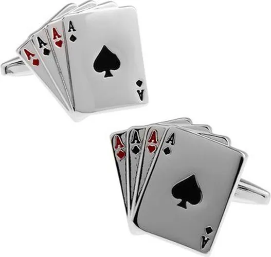 Treasure Trove® Four of a Kind Manchetknopen - Poker - Heren - Zilverkleurig