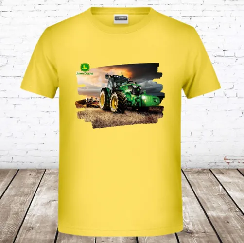 Trekker shirt kind John Deere geel -James & Nicholson-134/140-t-shirts jongens