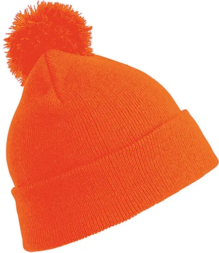 Trendy warme wintermuts in het oranje met pom pom voor kinderen - Jongens en meisjes model muts - 100% polyacryl