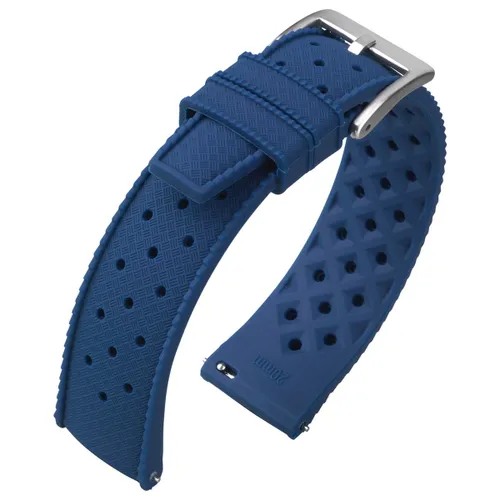 Tropic Style Basket Weave Horlogebandje Silicone Rubber Blauw 20mm