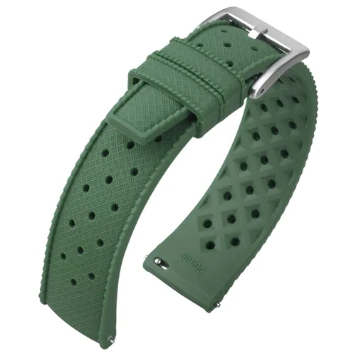 Tropic Style Basket Weave Horlogebandje Silicone Rubber Groen 18mm