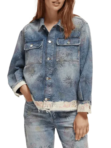 Trucker jacket with tie dye artworks - Peace and Love - Maat XS - Multicolor - Vrouw - Jas - Scotch & Soda