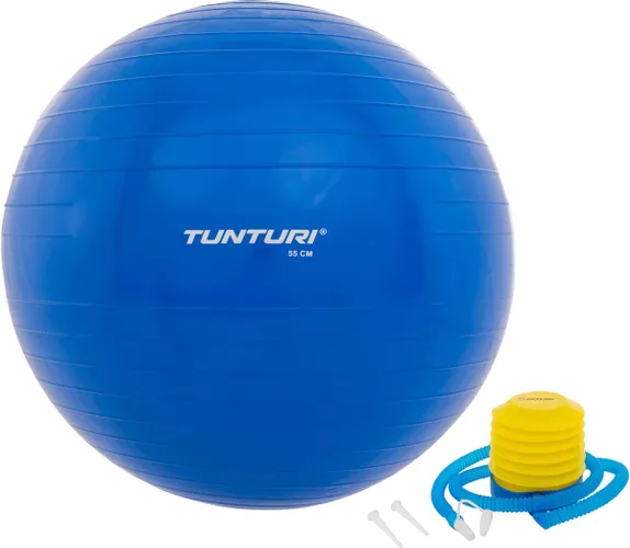 Tunturi Fitness bal - Yoga bal inclusief pomp - Pilates bal - Zwangerschaps bal - 55 cm - Kleur: blauw - Incl. gratis fitness app