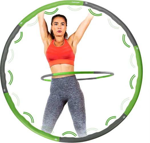 Tunturi Fitness Hoelahoep - Fitness hoepel - Fitness hulahoop - 1,2 kg - Groen/Grijs - Incl. gratis fitness app