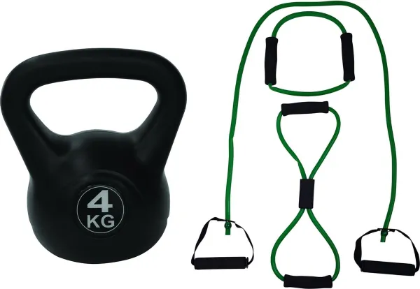 Tunturi - Fitness Set - Tubing Set Groen - Kettlebell 4 kg