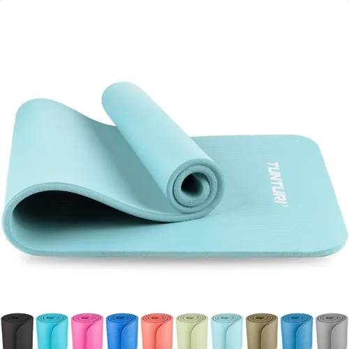 Tunturi NBR Yogamat Anti Slip - Fitnessmat Extra dik & zacht - Sportmat - 180x60x1.5cm - Incl Gratis Trainingsapp - Lichtblauw