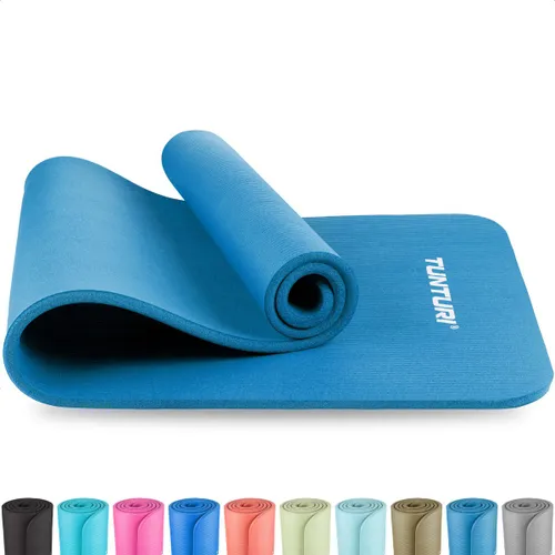 Tunturi NBR Yogamat Anti Slip - Fitnessmat Extra dik & zacht - Sportmat - 180x60x1.5cm - Incl Trainingsapp - Petrol Blauw